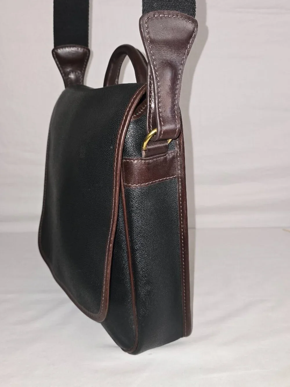 Vtg Mulholland Endurance Black Coated Canvas Convertible Top Handle Crossbody